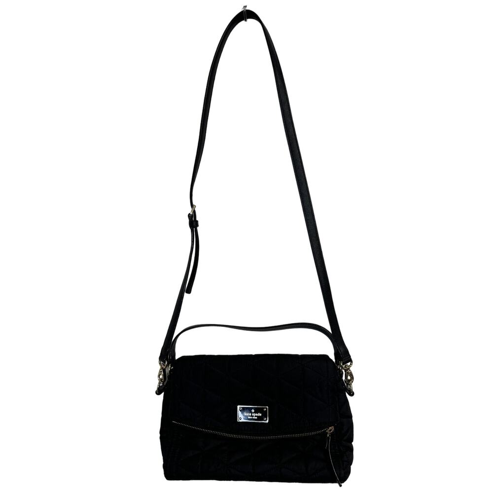 Kate‎ Spade Black Polyester  Quilted Shoulder Crossbody Bag Purse Designer
